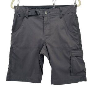 Prana Breathe Mens 28X10 Shorts Nylon Belted Cargo Gray Flat Front Outdoors